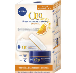 Nivea Q10 Energy zestaw rozświetlający krem na dzień 50ml + regenerujący krem na noc 50ml