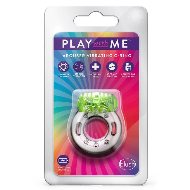 Blush Play With Me Arouser Vibrating C-Ring wibrująca opaska na penisa Green