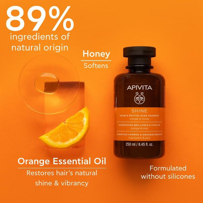 Apivita Shine & Revitalizing Shampoo szampon rewitalizujący z pomarańczą i miodem 250ml