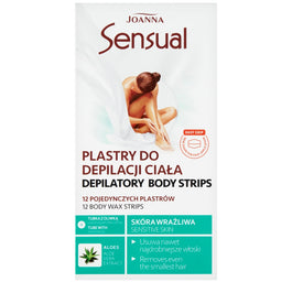Joanna Sensual plastry do depilacji ciała Aloes 12szt + tubka z oliwką łagodzącą podrażnienia 10ml