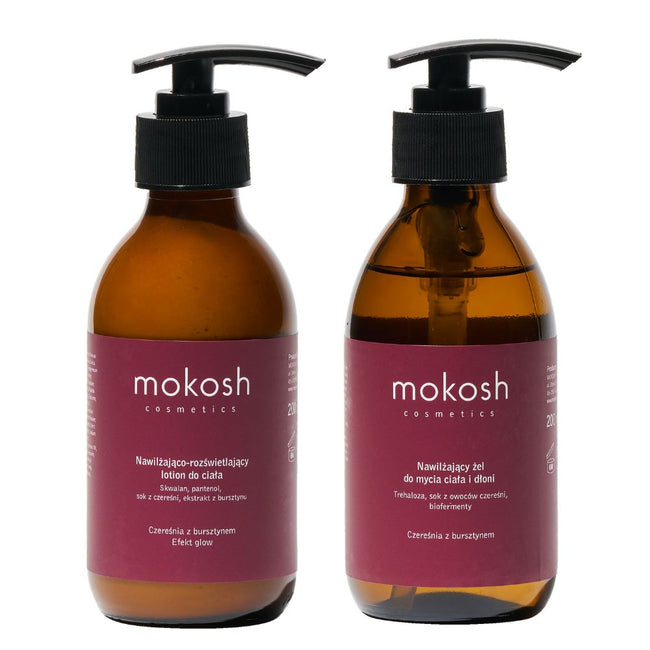 Mokosh Kometek Lśniąca Radość zestaw nawilżający żel do mycia ciała i dłoni 200ml + nawilżająco-rozświetlający lotion do ciała 200ml