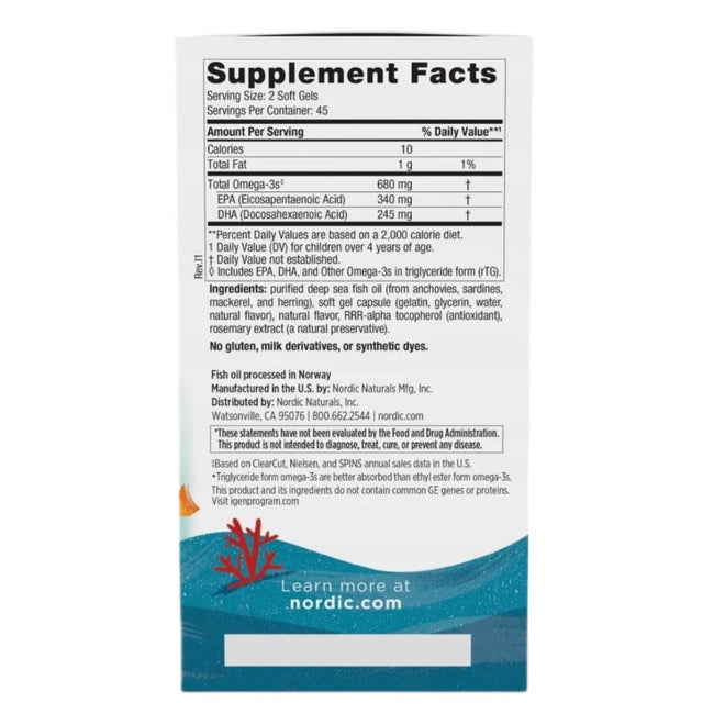 Nordic Naturals Ultimate Omega Junior suplement diety dla dzieci 90 mini kapsułek