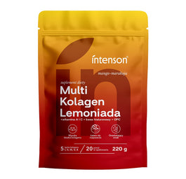 Intenson Multi Kolagen Lemoniada + witamina C + kwas hialuronowy + OPC suplement diety Mango-Marakuja 220g