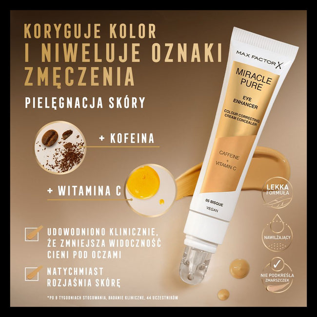 Max Factor Miracle Pure Eye Enhancer rozświetlający korektor zapewniający 24-godzinne nawilżenie