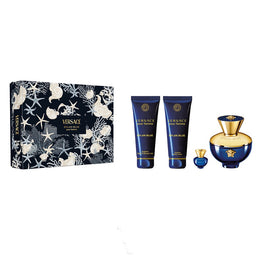 Versace Dylan Blue Pour Femme zestaw woda perfumowana spray 100ml + żel pod prysznic 100ml + balsam do ciała 100ml + miniatura wody perfumowanej 5ml