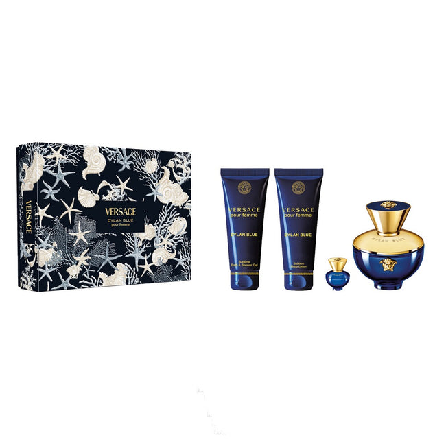 Versace Dylan Blue Pour Femme zestaw woda perfumowana spray 100ml + żel pod prysznic 100ml + balsam do ciała 100ml + miniatura wody perfumowanej 5ml