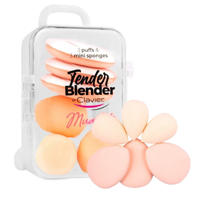 Clavier Tender Blender Mua Kit zestaw mini gąbek do makijażu w walizeczce Beige 6szt.