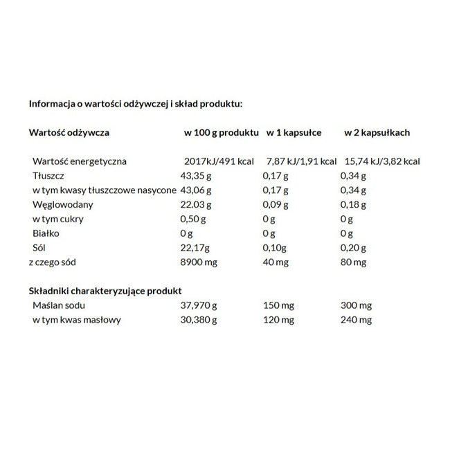Debutir Żywność specjalnego przeznaczenia medycznego z kwasem masłowym poprawiającym funkcjonowanie jelit 60 kapsułek
