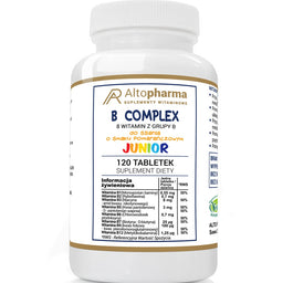 AltoPharma B Complex Junior 8 witamin z grupy B suplement diety o smaku pomarańczowym 120 tabletek do ssania