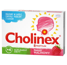 Cholinex Junior pastylki do ssania na ból gardła o smaku malinowym 8szt.