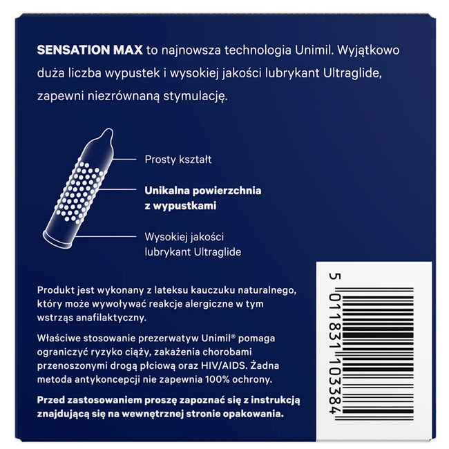 Unimil Senstation Max prezerwatywy z największa liczbą wypustek 3szt.