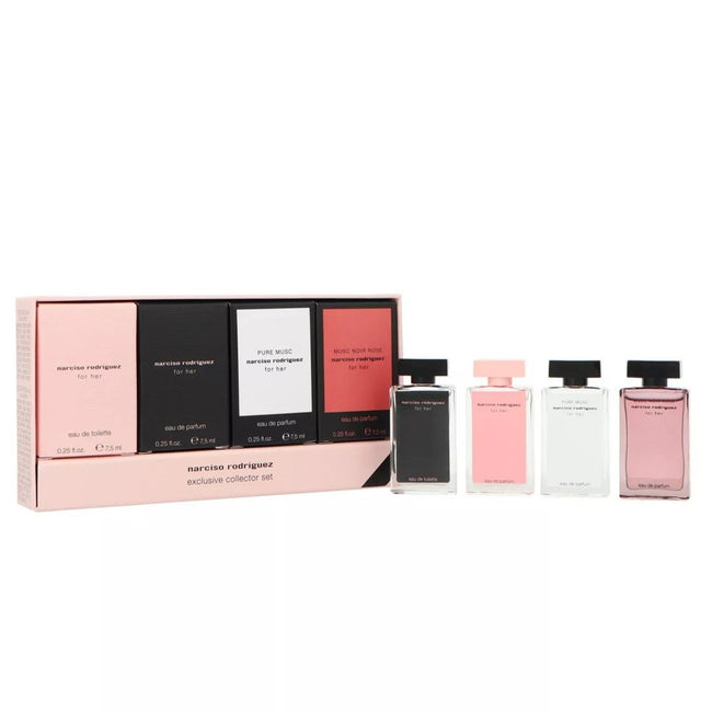 Narciso Rodriguez Exclusive Collector zestaw For Her woda toaletowa 7.5ml + For Her woda perfumowana 7.5ml + Pure Musc woda perfumowana 7.5ml + Musc Noir Rose woda perfumowana 7.5ml