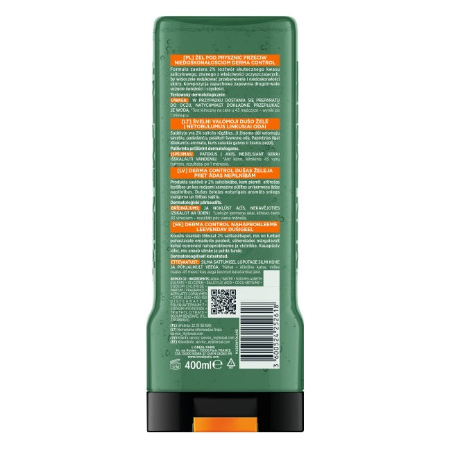 L'Oreal Paris Men Expert Derma Control żel pod prysznic przeciw niedoskonałościom 400ml