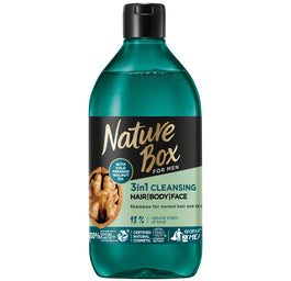Nature Box For Men Walnut Oil 3in1 oczyszczający szampon z formułą 3w1 do włosów twarzy i ciała 385ml
