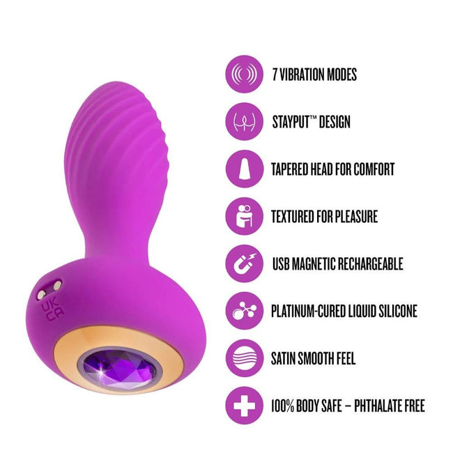 Blush Oh My Gem Charm korek analny z 7 trybami wibracji Amethyst