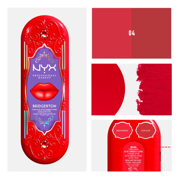 NYX Professional MakeUp Bridgerton Royal Treasures 2-Piece Lip Kit zestaw błyszczyk i konturówka