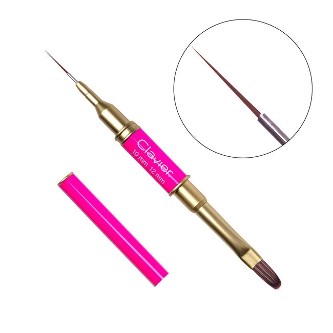 Clavier Pędzelek dwustronny do zdobień i żelu Magenta 10mm i 12mm #12