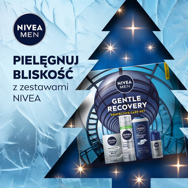 Nivea Men Gentle Recovery zestaw pianka do golenia 200ml + balsam po goleniu 100ml + żel pod prysznic 3w1 250ml + antyperspirant roll-on 50ml