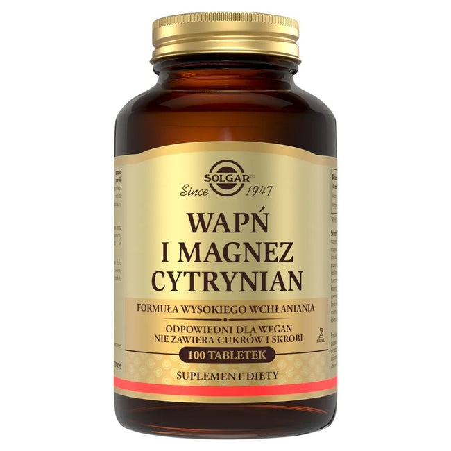 Solgar Wapń i Magnez Cytrynian suplement diety 100 tabletek