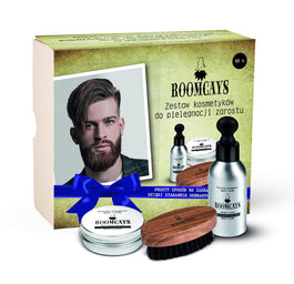 ROOMCAYS Zestaw #4 kosmetyków dla mężczyzn olejek do brody 50ml + balsam do zarostu 30ml + szczotka do brody