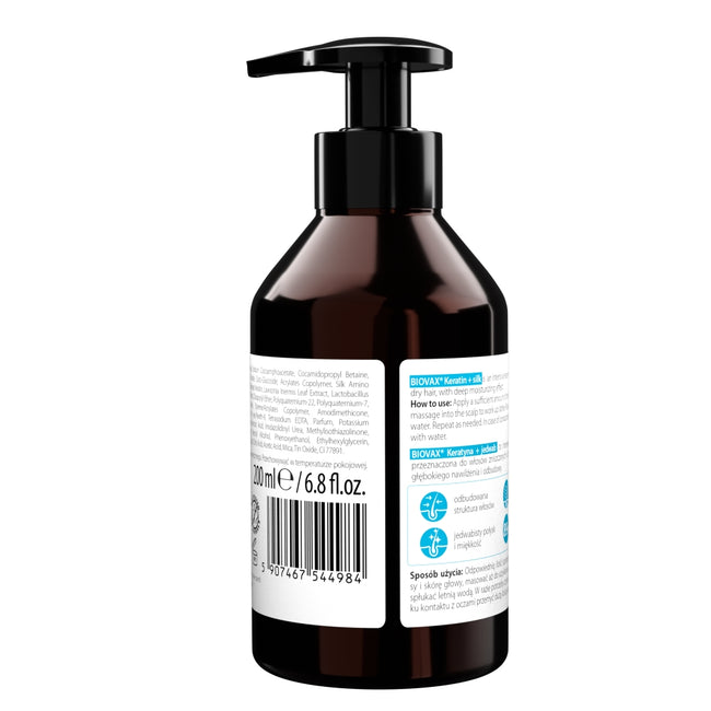 BIOVAX Keratyna + Jedwab regenerujący szampon do włosów 200ml