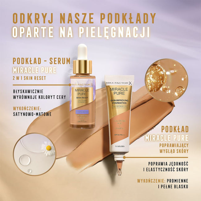 Max Factor Miracle Pure 2w1 Skin Reset pielęgnujący podkład z serum o wegańskiej formule