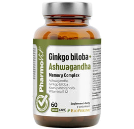 Pharmovit Ginkgo biloba + Ashwagandha suplement diety 60 kapsułek