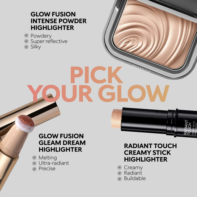 KIKO Milano Glow Fusion Gleam Dream Highlighter rozświetlacz do twarzy w płynie z aplikatorem gąbkowym