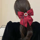 Ecarla Spinka do włosów kokarda z diamencikami Bordowa XL SP441BOR