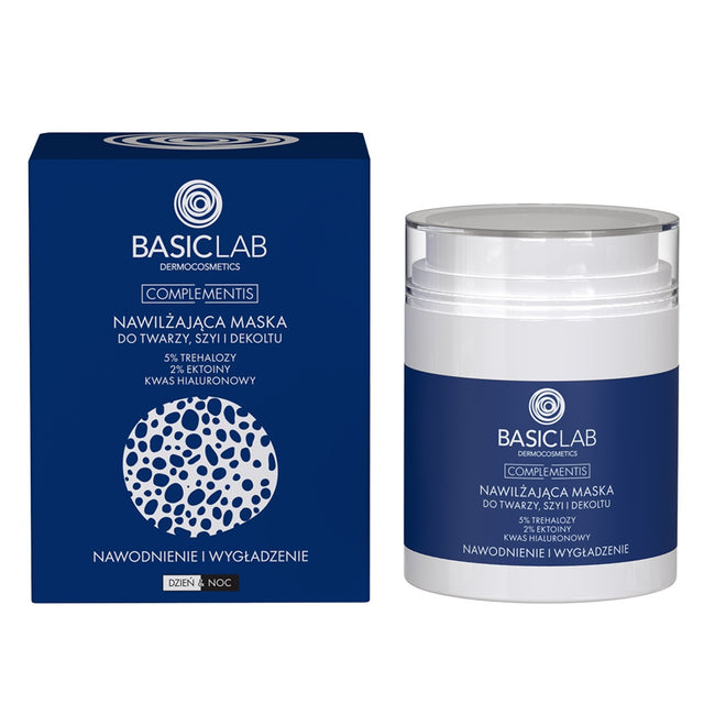 BasicLab Complementis nawilżająca maska do twarzy szyi i dekoltu Nawodnienie i Wygładzenie 50ml