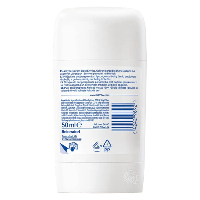 Nivea Black&White Invisible Silky Smooth antyperspirant w sztyfcie 50ml