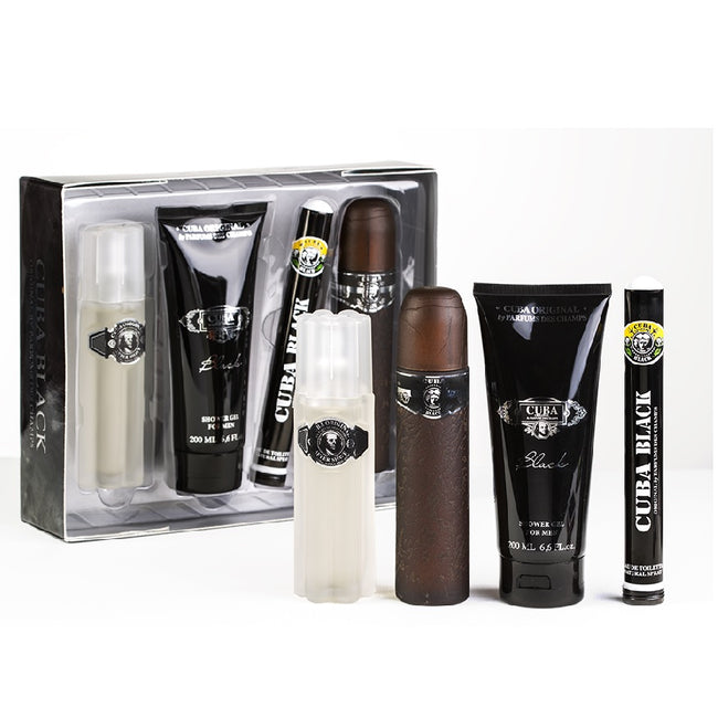 Cuba Original Cuba Black zestaw woda toaletowa spray 100ml + woda toaletowa spray 35ml + żel pod prysznic 200ml + woda po goleniu 100ml