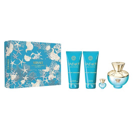 Versace Dylan Turquoise zestaw woda toaletowa spray 100ml + żel pod prysznic 100ml + perfumowany żel do ciała 100ml + miniatura wody toaletowej 5ml