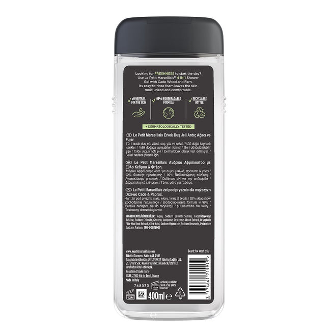 Le Petit Marseillais Nature For Men żel pod prysznic 4w1 Drzewo Cade & Paproć 400ml