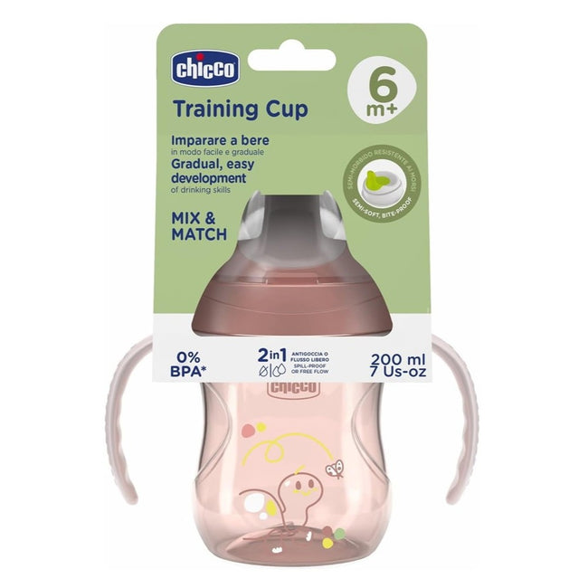 Chicco Training Cup kubek niekapek z twardym ustnikiem 6m+ Brzoskwiniowy 200ml