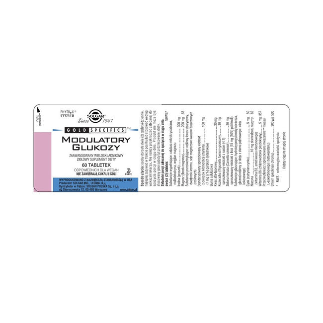Solgar Glucose Modulators suplement diety 60 tabletek