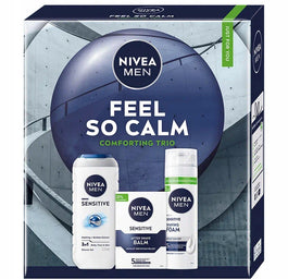 Nivea Men Feel So Calm zestaw żel pod prysznic 3w1 250ml + łagodzący balsam po goleniu 100ml + łagodząca pianka do golenia 200ml