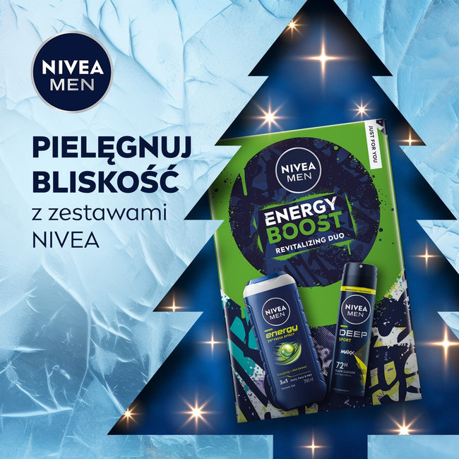 Nivea Men Energy Boost zestaw żel pod prysznic 3w1 250ml + antyperspirant w sprayu 150ml