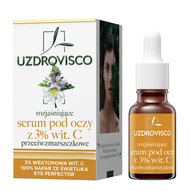 UZDROVISCO Świetlik rozjaśniające serum pod oczy z 3% wit.c przeciwzmarszczkowe 15ml