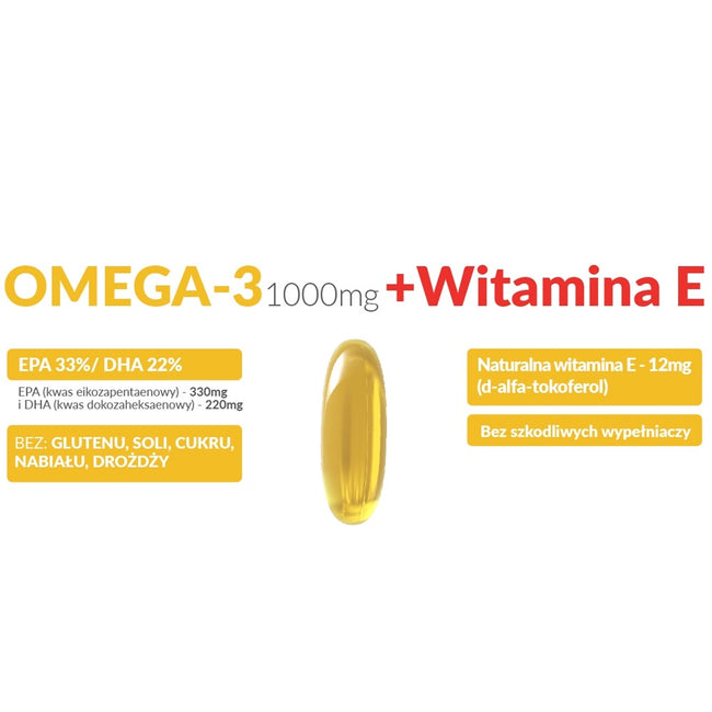 Progress Labs Omega 3 + Witamina E 1000mg No GMO suplement diety 90 kapsułek miękkich