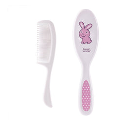 Canpol Babies Szczotka i grzebień z miękkim włosiem dla niemowląt Różowa