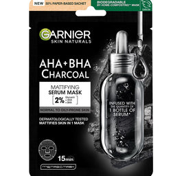Garnier AHA+BHA Charcoal matująca maska-serum na tkaninie z węglem 28g