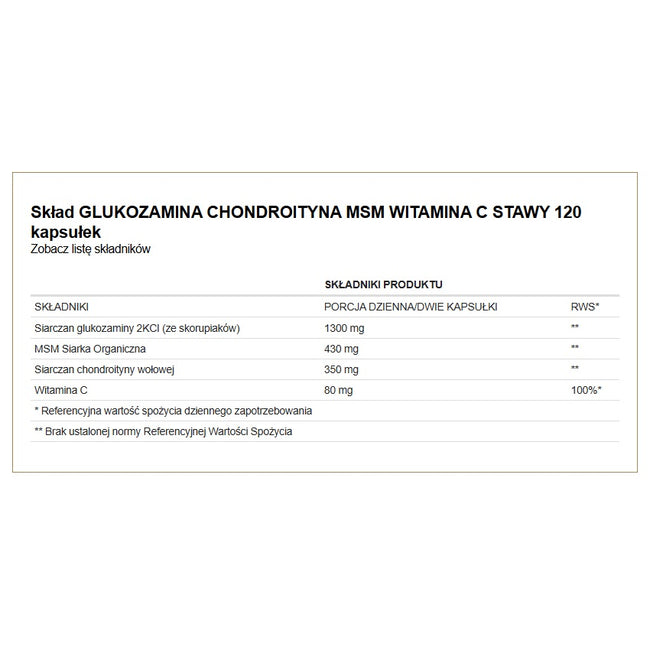 AltoPharma Glukozamina + Chondroityna + MSM + Witamina C suplement diety 120 kapsułek