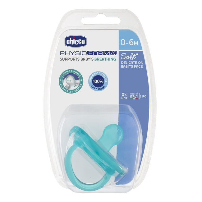 Chicco PhysioForma smoczek silikonowy uspokajający Soft 0-6m Jasnoniebieski 1szt