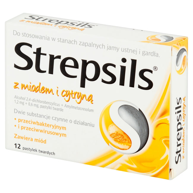 Strepsils Pastylki do ssania z miodem i cytryną 12szt.