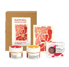 Opcja Natura Natura zestaw mydło malinowe 100g + dziki krem żurawinowy do rąk 50ml + mazidło opatrunkowe do skóry suchej i popękanej z nagietkiem 50ml