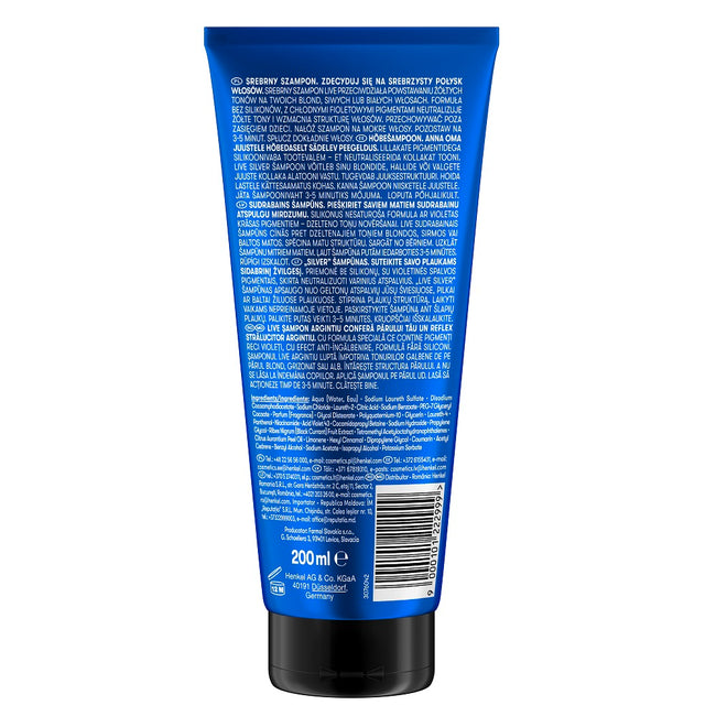 Schwarzkopf Live Silver Shampoo srebrny szampon do włosów blond i siwych 200ml
