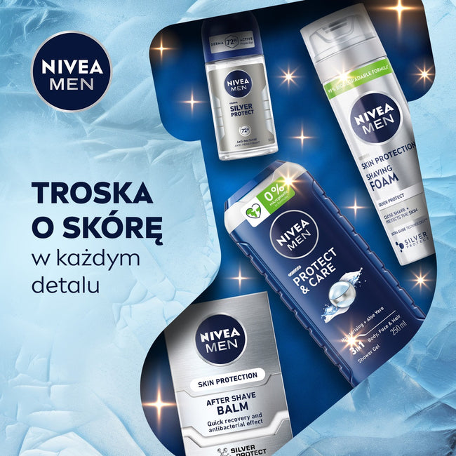 Nivea Men Gentle Recovery zestaw pianka do golenia 200ml + balsam po goleniu 100ml + żel pod prysznic 3w1 250ml + antyperspirant roll-on 50ml