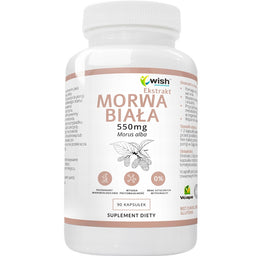 WISH Pharmaceutical Morwa Biała Ekstrakt 550mg suplement diety 90 kapsułek