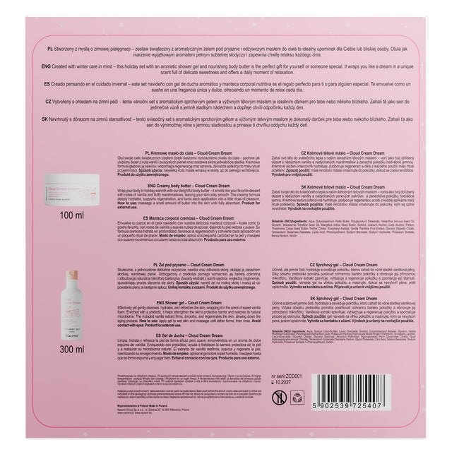 Nacomi Cloud Cream Dream zestaw żel pod prysznic 300ml + kremowe masło do ciała 100ml